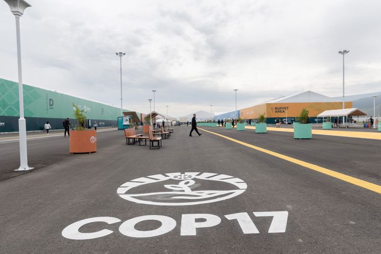 Brasília (DF), 27/08/2026 - Vista das estruturas da  COP17.
Foto: Kiara Worth/UNCCD