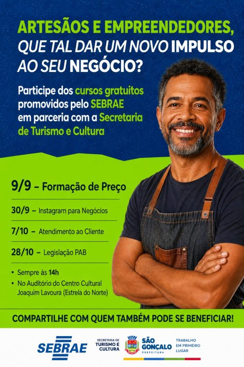 Cultura de São Gonçalo e Sebrae seguem oferecendo cursos gratuitos para microempreendedores 